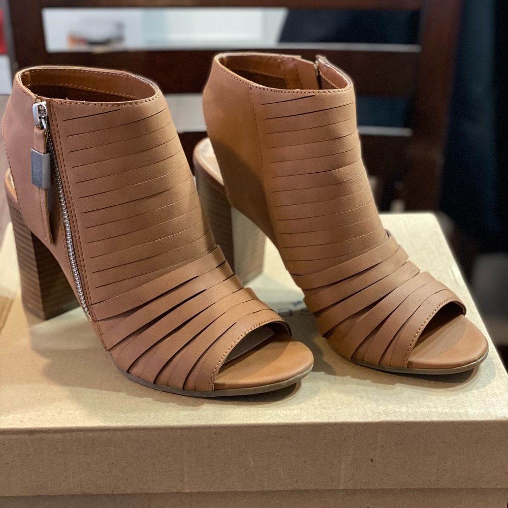 Francesca’s Brown Peep Toe Heels
